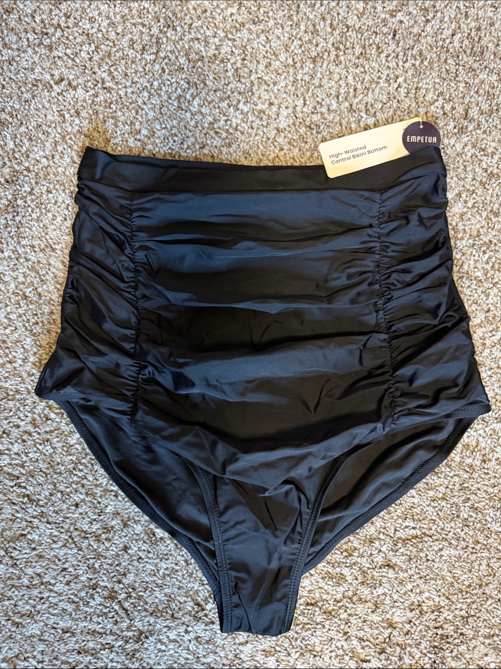 EMPETUA Black High-Waist Ruched Bikini Bottom